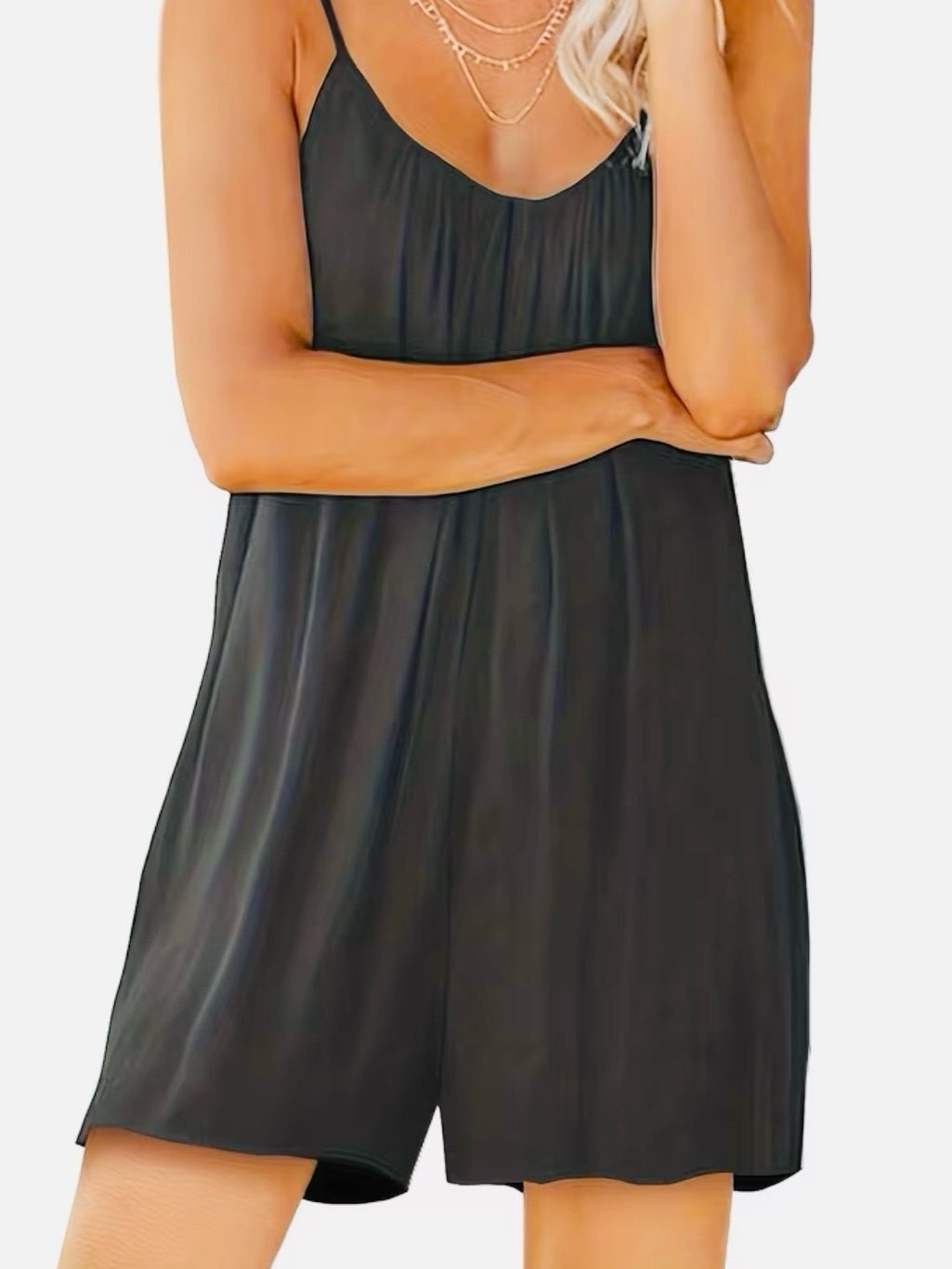 New -Stylish & Comfy -Sleeveless Summer Romper Jumpsuit -Gray -Size L
