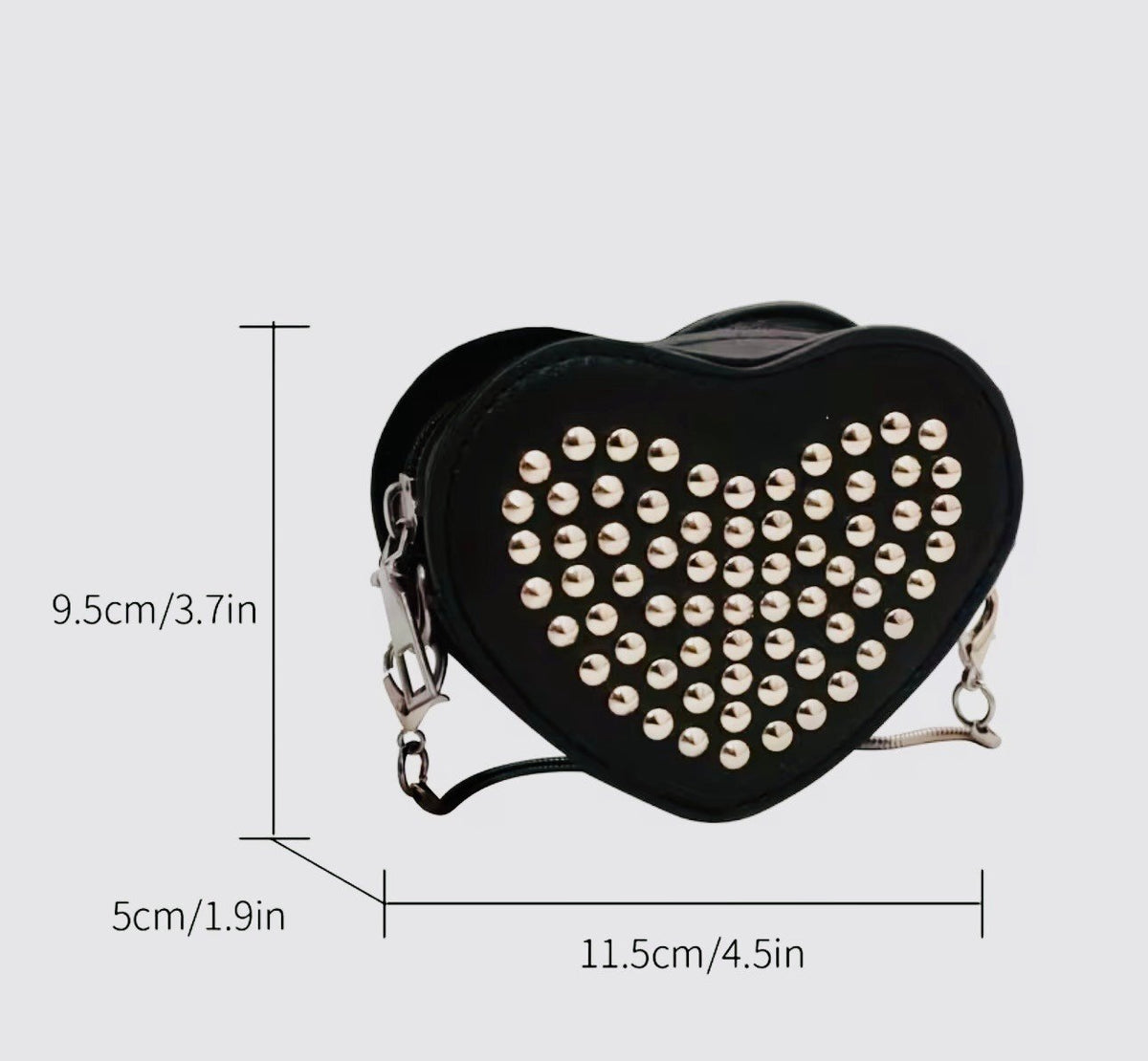 New -Adorable -Mini Faux Leather Shoulder/Crossbody Bag w/Rivets & Chain Strap