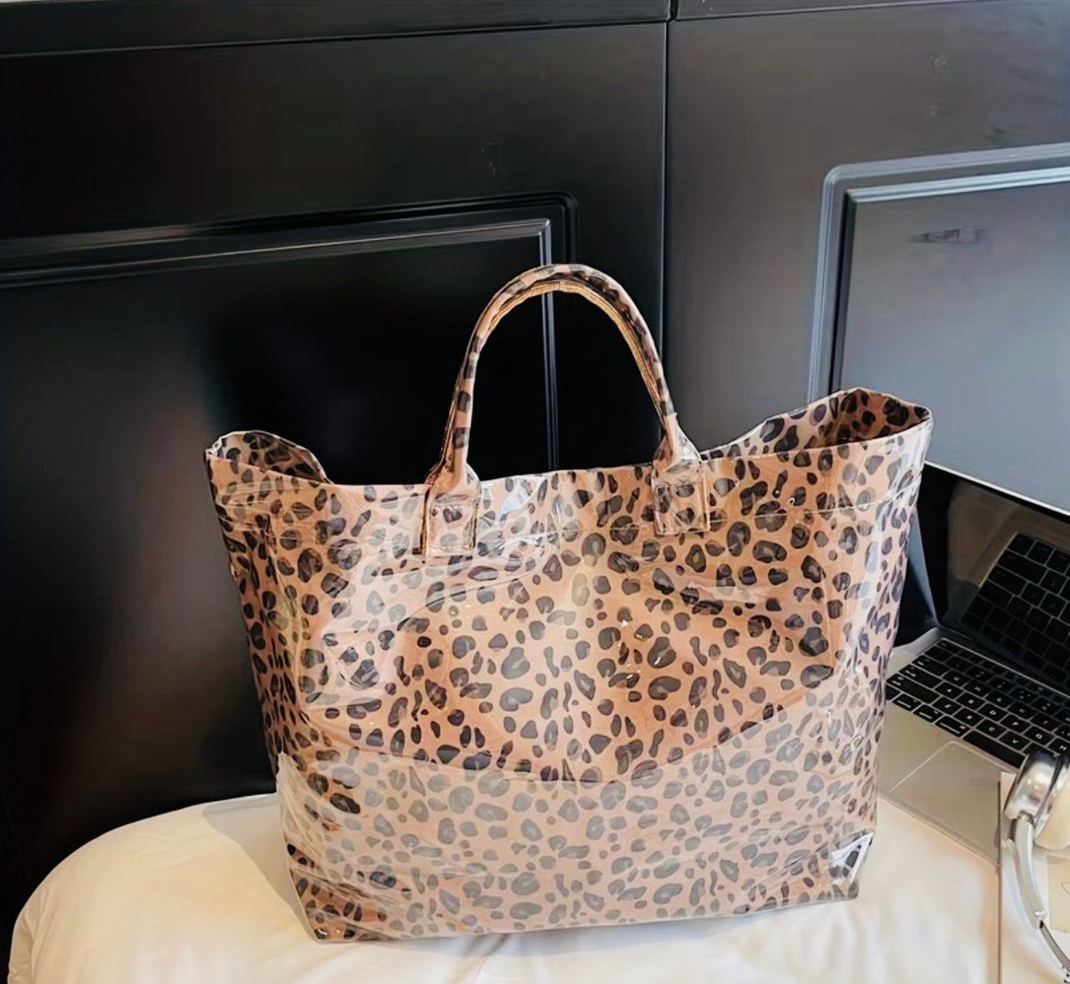 New -Chic -Large Capacity -Pink Leopard Print Design Tote Bag