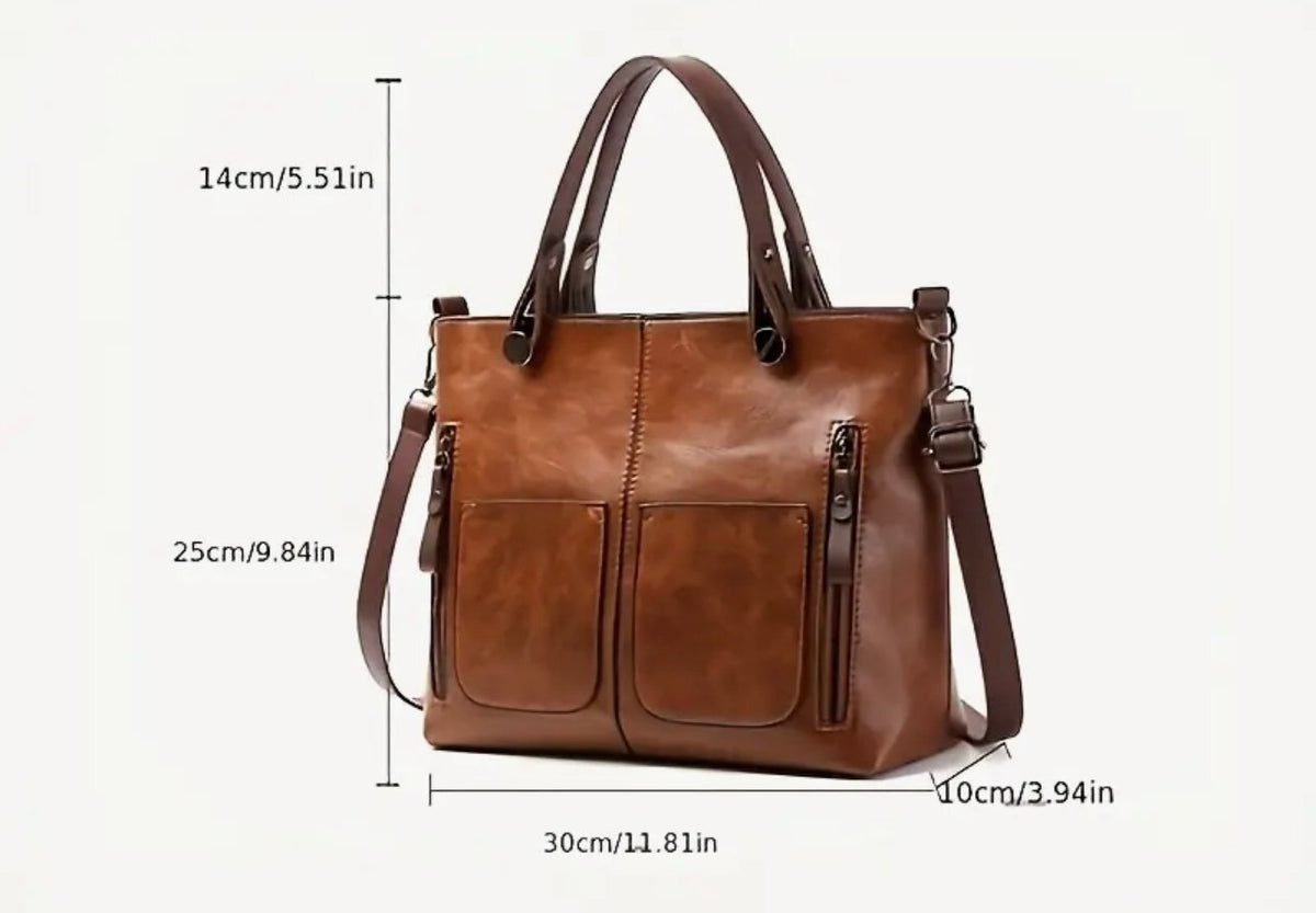 New - Luxury - Large Capacity Faux Leather Shoulder Bag /Tote - Brown