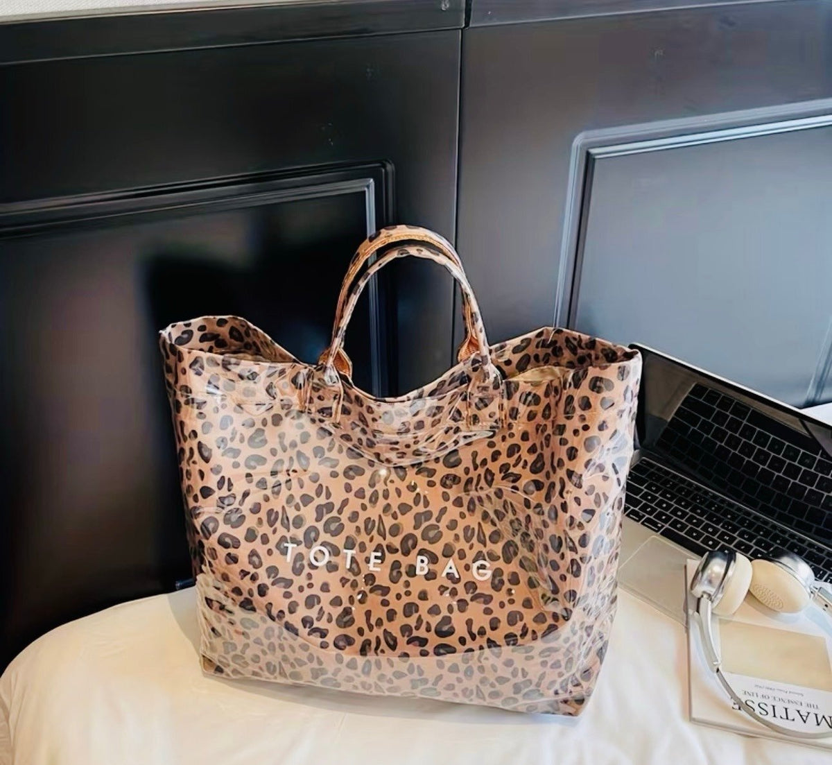 New -Chic -Large Capacity -Pink Leopard Print Design Tote Bag