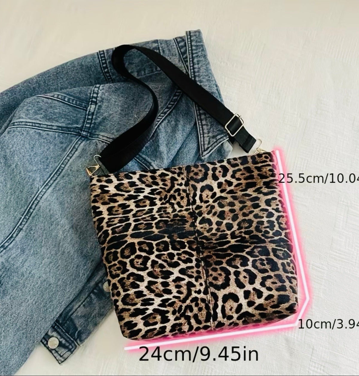 New - Gorgeous -Vintage Inspired -Faux Suede -Leopard Print Shoulder Bag