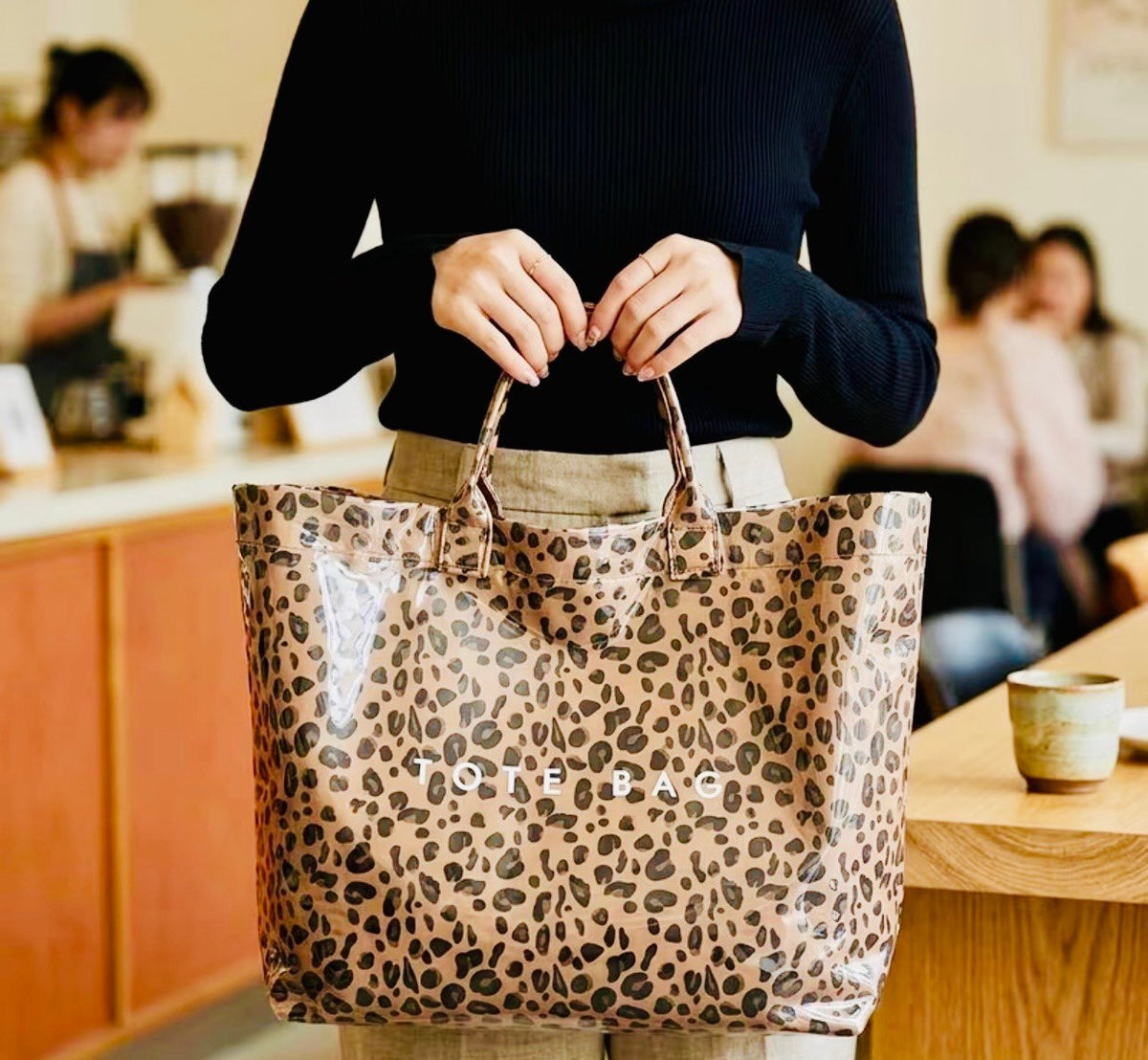 New -Chic -Large Capacity -Pink Leopard Print Design Tote Bag