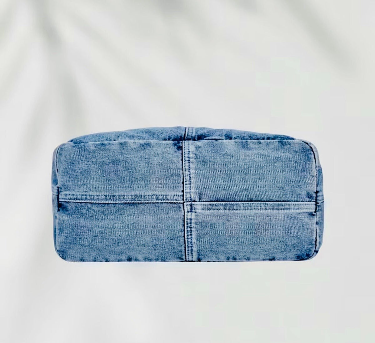 New -Vintage -Distressed -Large Capacity -Denim Tote/Shoulder Bag -Light Wash