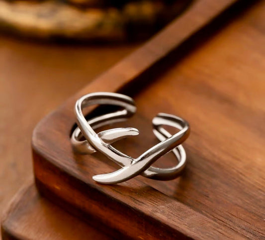 New -Aesthetic -Stainless Steel -Vintage Inspired -Boho Cross Open Ring