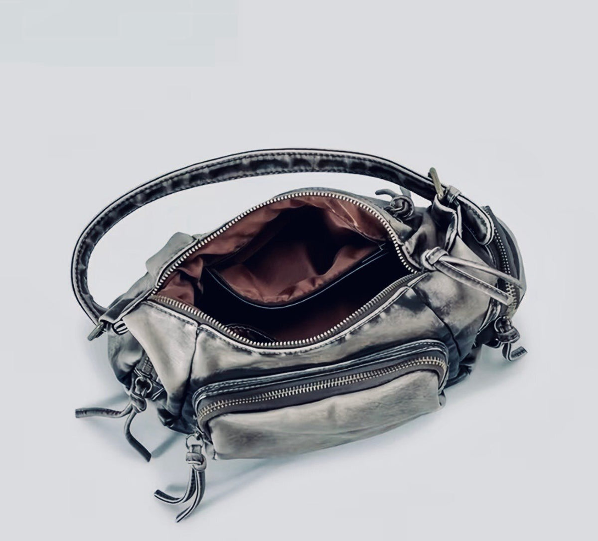 New -Chic -Vintage Inspired -Genuine Leather Motorcycle Style Shoulder Bag