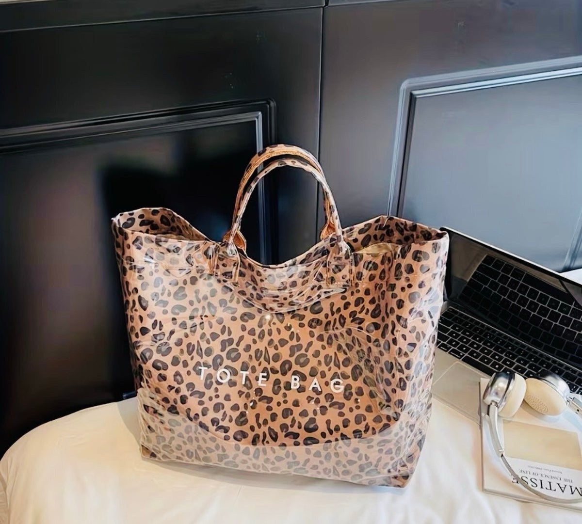 New -Chic -Large Capacity -Pink Leopard Print Design Tote Bag