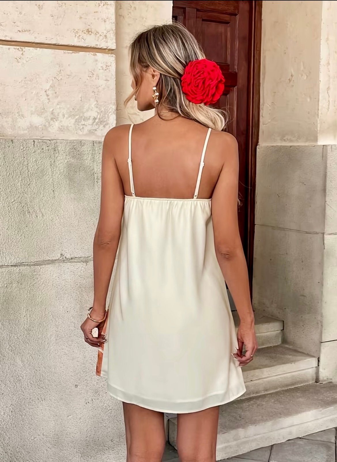 New -Boho Style -Floral Watercolor Suspender Spaghetti Strap Mini Dress -Size L