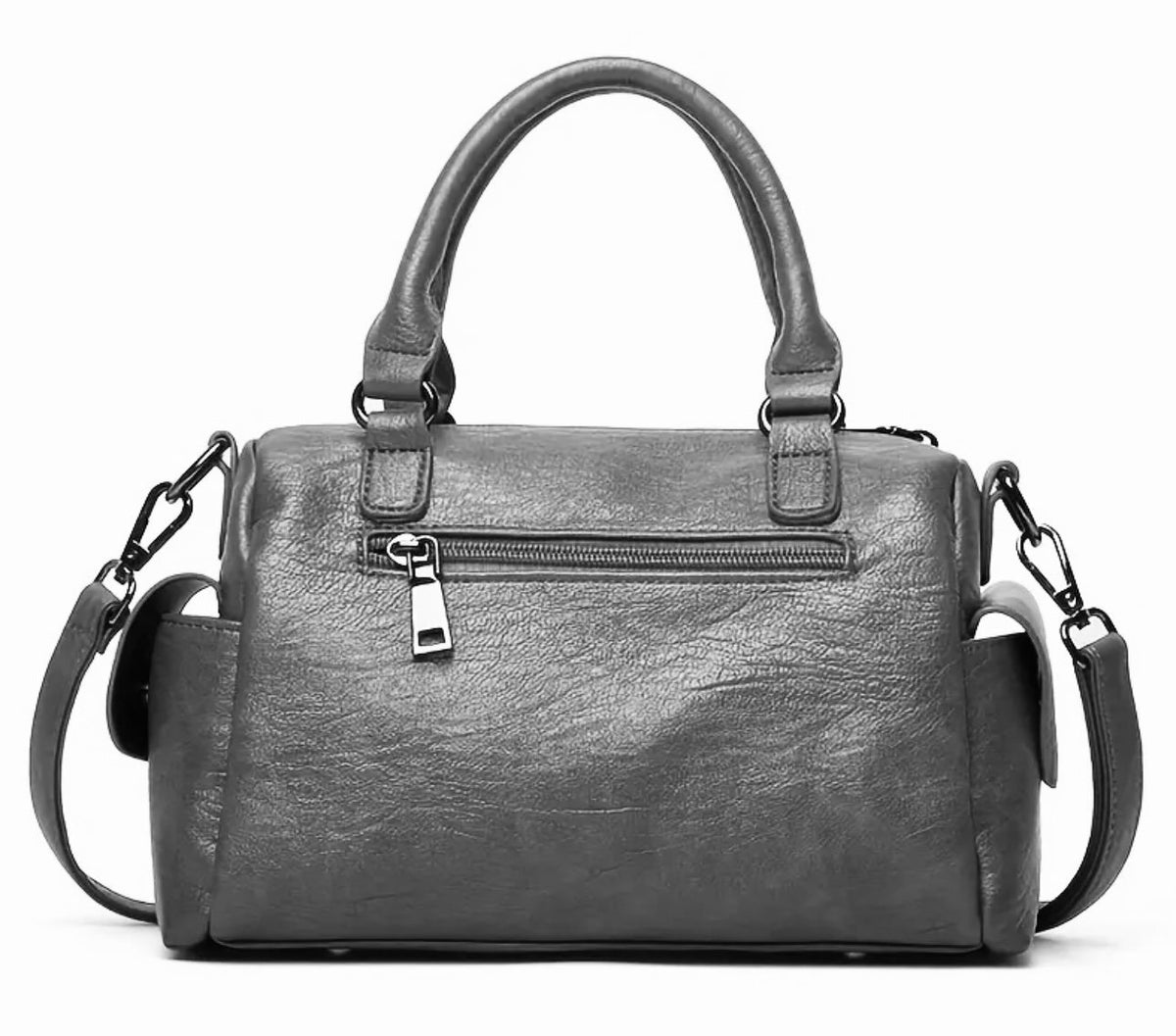 New - Chic - Vintage Inspired Faux Leather Satchel Style Shoulder Bag - Black