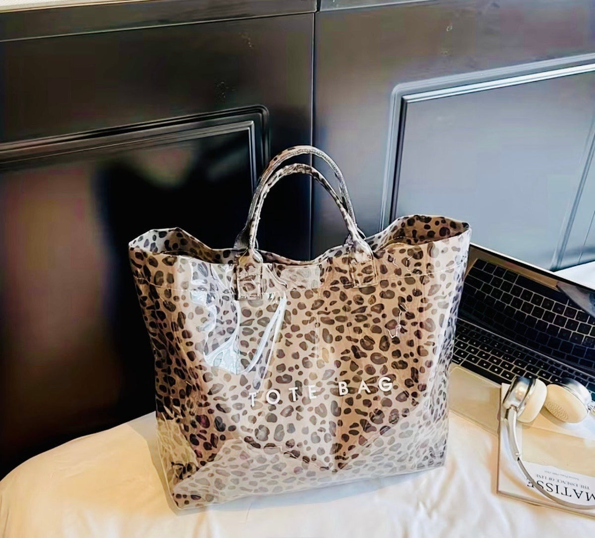 New -Chic -Large Capacity -Pink Leopard Print Design Tote Bag